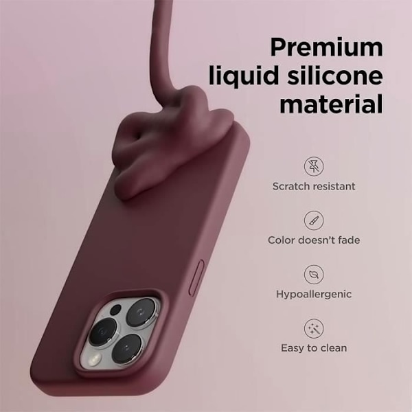 Fodral + 2 härdat glas för iPhone 16 Pro - tunt silikon skydd Stötsäkert Repskydd Burgunder