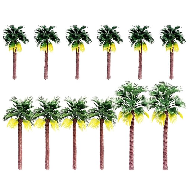 12 stk tropiske miniaturetræer kunstige planter mikrolandskabstræ sandkassetræ（12x6cm，assorteret farve）