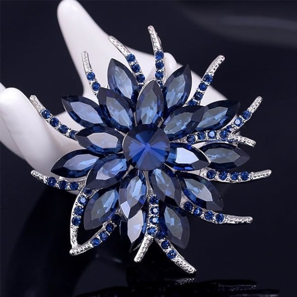 Blomma brosch pin för kvinnor brudar skapade blå kristall brosch, kristaller, kristall