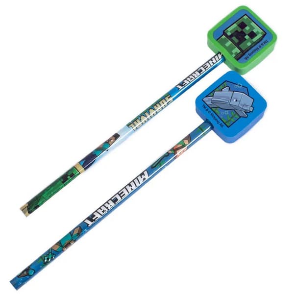 Minecraft Icon Pencil and Topper (2-pack) One Size Blue/Green Blue/Gr Blue/Green One Size