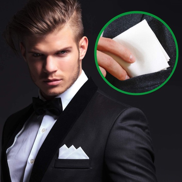 18 stykker lommetørklær for menn, myk bomull, klassisk hvit lommetørkle for menn