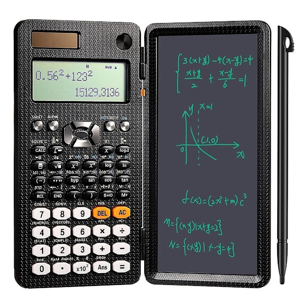 Vitenskapelig kalkulator med LCD-skrivebrett, matematikkalkulator egnet for skolebruk, solcellekalkulator (991ES, 417 funksjoner) Black