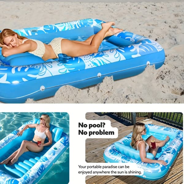 Oppustelig flydende seng til voksne Pool Strand Blue
