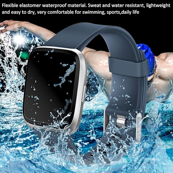 Smartwatch-armbandet är kompatibelt med Fitbit Versa Smartwatch, Versa 2 och Versa Lite-klockor för kvinnor och män（Slate Blue-S）