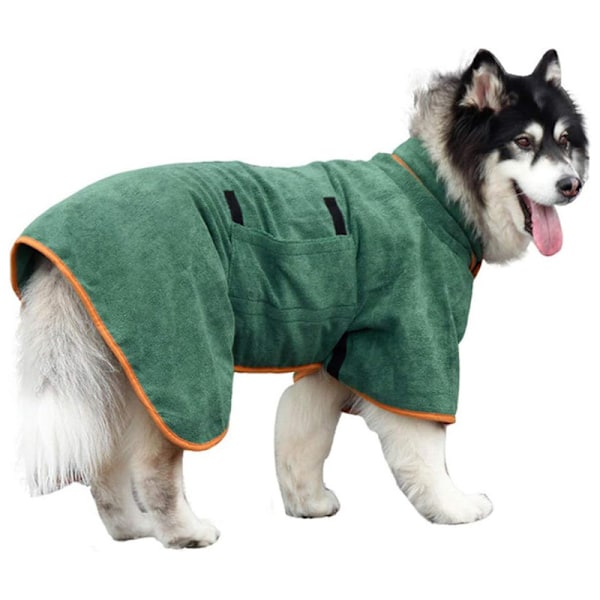 Hundetørrekåbe Badekåbe Håndklæde, Mikrofibermateriale Hurtigtørrende Superabsorberende Hundebadekåbe Grøn Green L