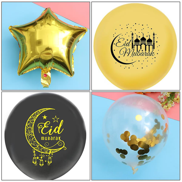 Sett Eid Mubarak Ballongs Festival Dekorative Ballonger Festdekorasjon (12x6cm)