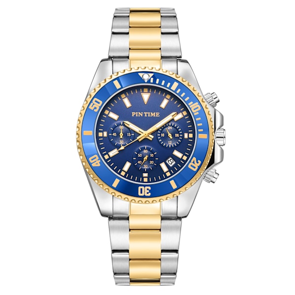 Herreure Chronograph i rustfrit stål Analog Quartz ur Vandtæt Herreur Armbåndsure Business Casual Modeur til mænd
