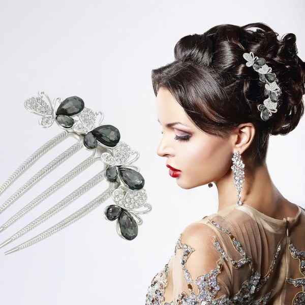 PCS Glitter Sparkling Jewels Crystal Rhinestone Flower Metal Hair Comb Non Slip Comfortable Butterfly Hair Accessories