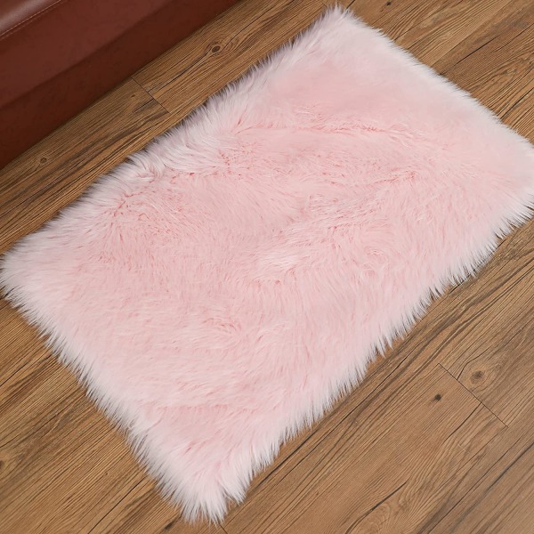 Faux fårskinnsmattor, mjuk fluffig faux stol (rosa, 50*80 cm)