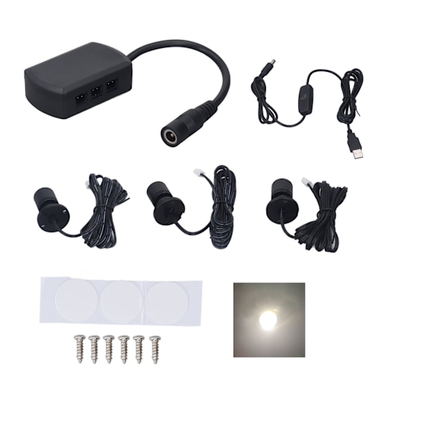 5V USB mini spotlight dimbar LED-spotlight för visning av smyckesskåp verandaingång (en till tre) svart naturligt ljus