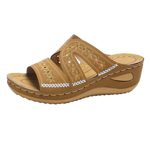 Letvægts Læder Flip Flop Sandaler til Udendørs Sport - Åben Rund Tå med Tyk Sål