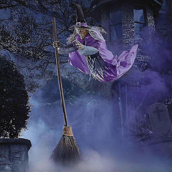 Halloween Animert Flygende Heks Animatronics Halloween Dekorasjoner Utendørs WELLNGS