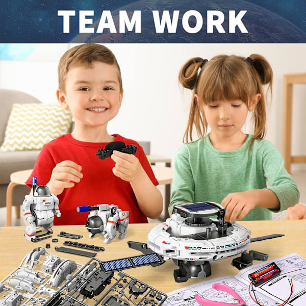 STEM-projektit lapsille 8-12-vuotiaille, 6-in-1 STEM Solar Robot Kit Avaruuslelut Syntymäpäivä