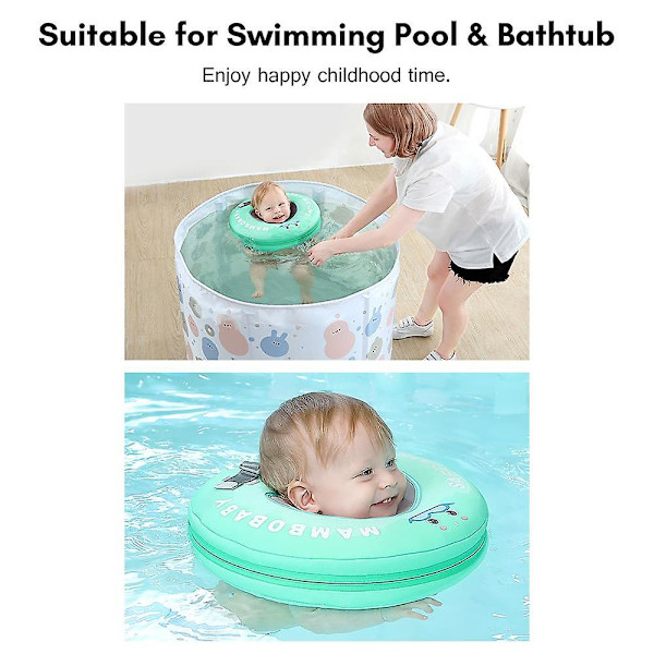 Mambobaby B510 Ikke-oppblåsbar baby flytering nakkering hode flytering svømmering leker svømmetrener for green Large Size for 6-12 Months