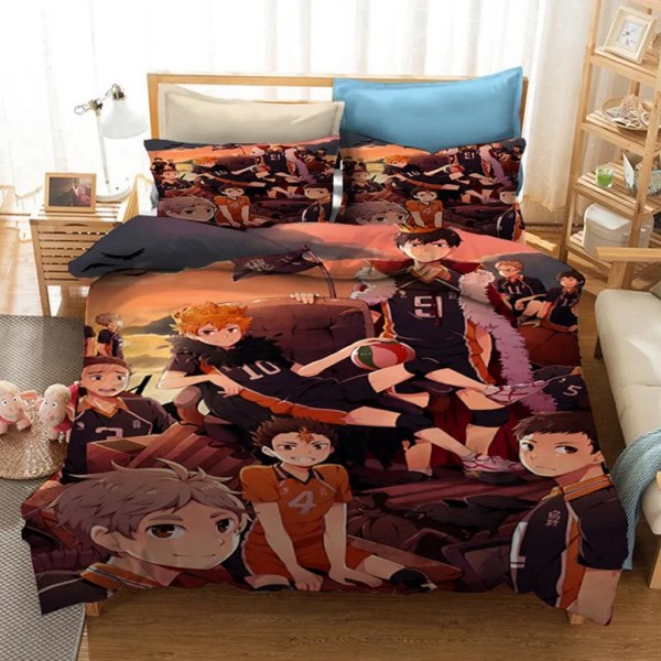 2 stk polyester sengesæt Anime Haikyuu Shoyo betræk + pudebetræk 135x200cm betræk