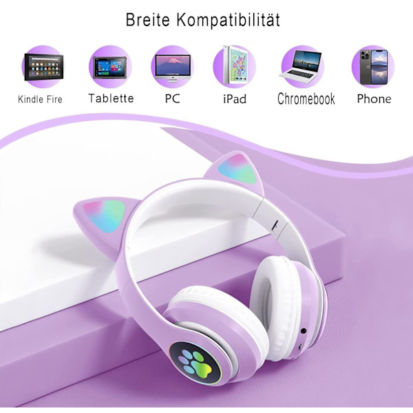Bluetooth-hodetelefoner for barn, jenter sammenleggbare over-ear-hodetelefoner