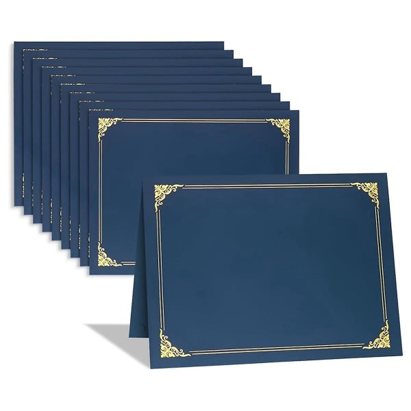 Certifikathållare, 10-pack diplomhållare, certifikatomslag med guldfoliekant för brevstorlek 8,5x11 tum