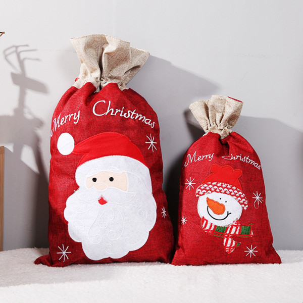 Julesekk gavepose til sekk snøre juleposer