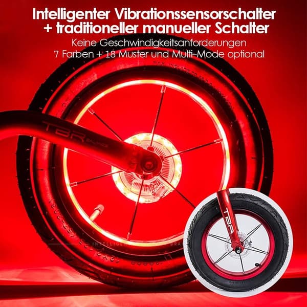 Vanntett LED Eikerlys Sykkel 7 Farger 18 Moduser Oppladbart Natt Sykling Sikkerhet