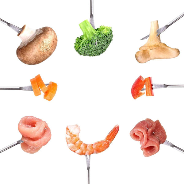 6 stk. Fondue gafler, rustfrit stål Fondue gryde gafler med varmebestandige håndtag