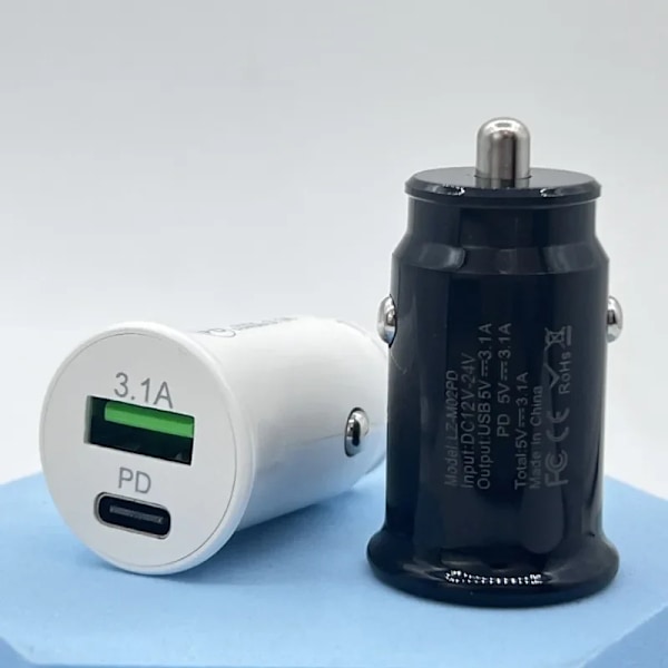 USB-billadapter til hurtig opladning i bilen 3.1A 1 stk. til Samsung Huawei Mate 60 iPhone 15 Plus Xiaomi Type C black