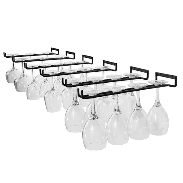 6 stk. Veggmontert Vinstativ Håndklede Vinstativ Vinglassholder Vinglass Oppbevaringsholder Hylle For Bar Kjøkkenskap Svart