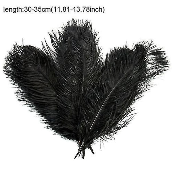 1~50 pakke 30-35 cm Store Strutsfjer Plym Håndværk Bryllupsfest Dekorationer Sort Black 30pcs