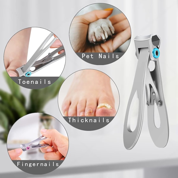 Nagelklipparset, tånagelsax för tjocka naglar, fingernagelsax för män kvinnor silver
