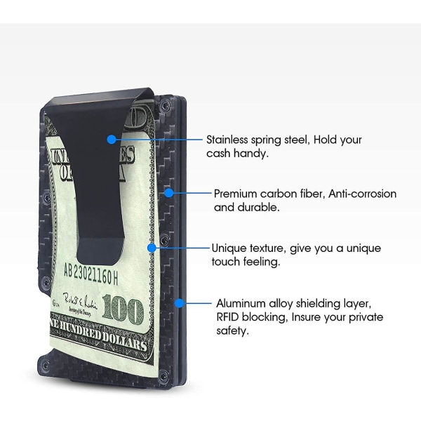 Miesten Rfid-esto ohut rahaklipsi hiilikuituinen luottokorttipidike tasku lompakkopidike 1kpl