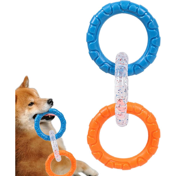Aggressiva hundtuggleksaker,  Interactive Squeak Toys Dog Chewing Ring Toy,Chew Toys Ring för tandrengöring, oförstörbara hundleksaker för små Orange1