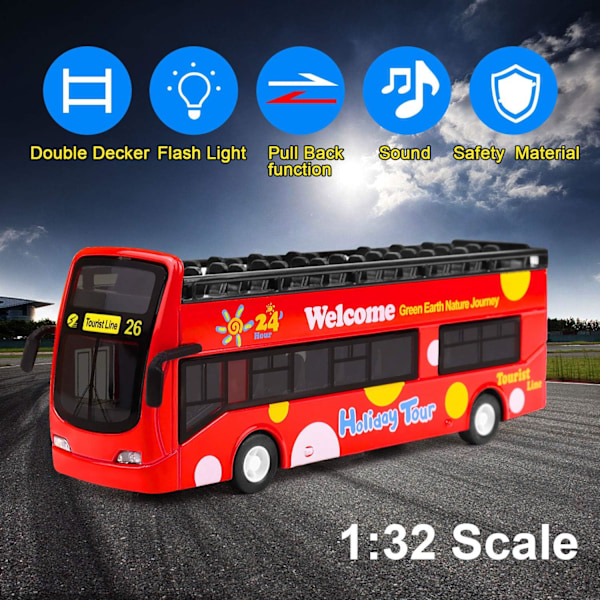 Londonbuss Leksak, Dubbeldäckare Buss Leksak, Sightseeing Röd Buss