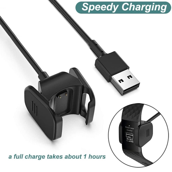 Oplader til Fitbit Charge 4 & Fitbit Charge 3, Udskiftningsopladningskabel Clip Cord Dock til Fitbit Charge 3 / Charge 4 Aktivitetstracker