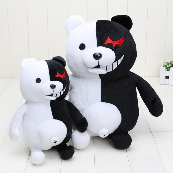 Monokuma pehmolelu mustavalkoinen karhu täytetty eläin Anime Cosplay pehmo 10 tuumaa