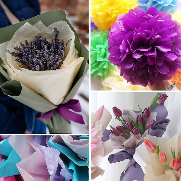 Silkespapper, 66 st färgkonst silkespapper för presentförpackning, papper blomsterhantverk, A5-storlek