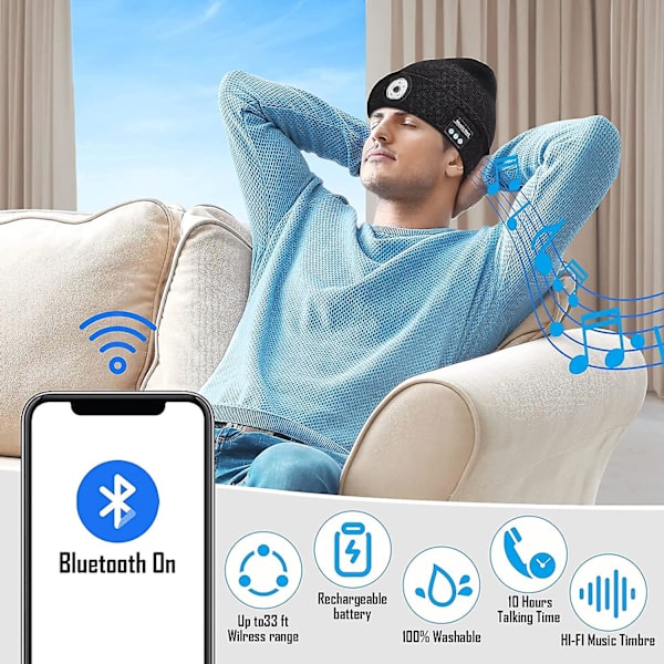 Gaver til menn, Bluetooth LED lue, hemmelige julegaver til menn, strømpe