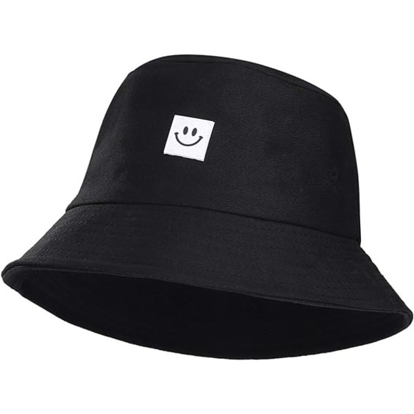 Bøttehatt Sammenleggbar bomullssolhette Lovely Smile Fisherman's Hat for Vacation School Shopping Fotturer