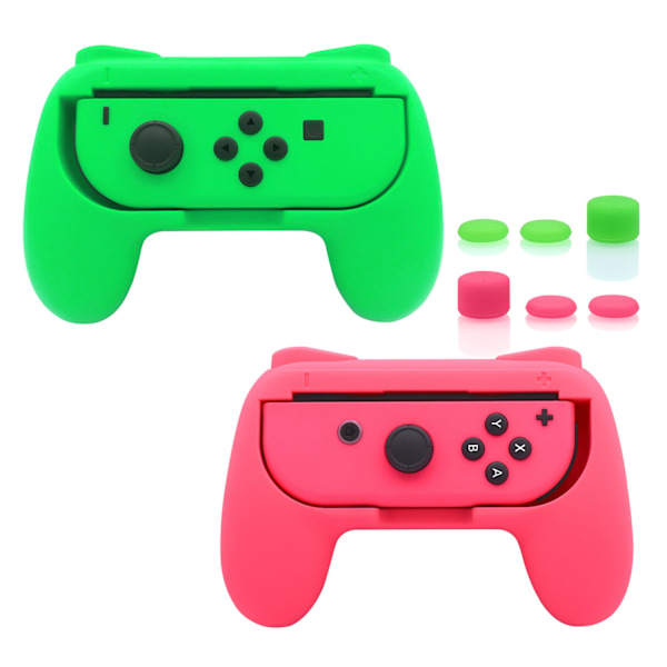 Grepp som är kompatibla med Nintendo Switch för Joy Con & OLED-modell för Joycon Green and Pink