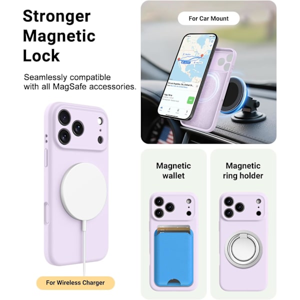 Magsafe-skal för iPhone 17 Pro Max, flytande silikonskal med mikrofiberfoder för iPhone 17 Pro Max iPhone 17 Pro Max Mauve nuage