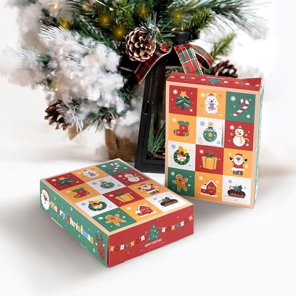 5 st/set Kreativa julklappsaskar 12-rutiga överraskningspresentaskar Julklappsaskar med finger-julaskar för presenter