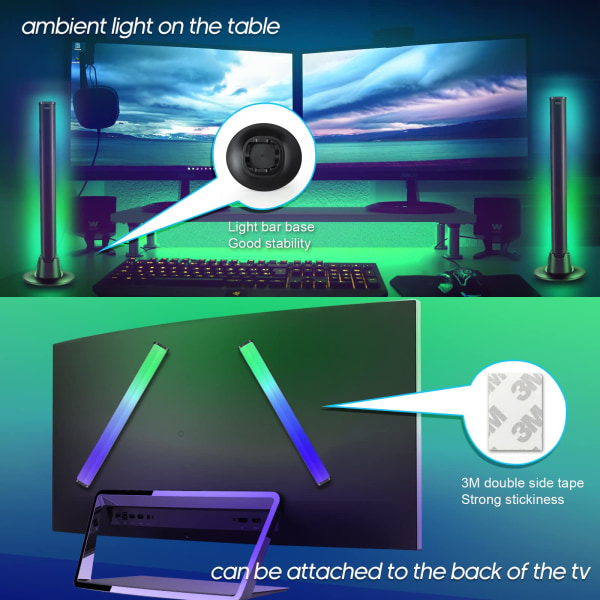 Smart LED-lyslist, RGB Gaming Lampe Lys Synkronisering med musik og APP Kontrol Led Lightbar TV Baggrundsbelysning Ambient Lampe til spil