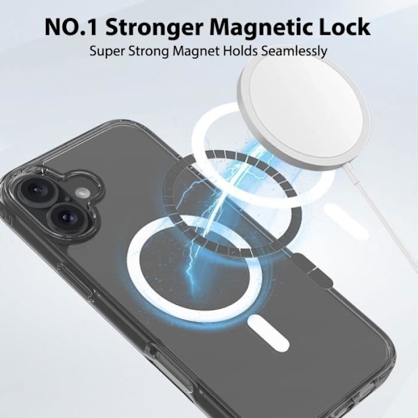 iPhone 16 Plus -kotelo magneettisella pyöreällä + 2 läpinäkyvää temperoitua lasia