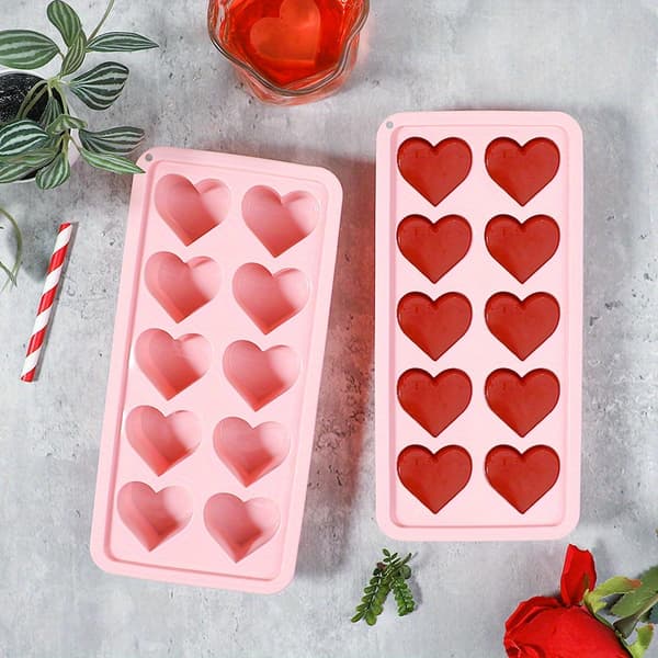1 3 stk. lyserøde silikone hjerteformede isterningforme 10 huller nem udløsning genanvendelig Valentinsdag single pack
