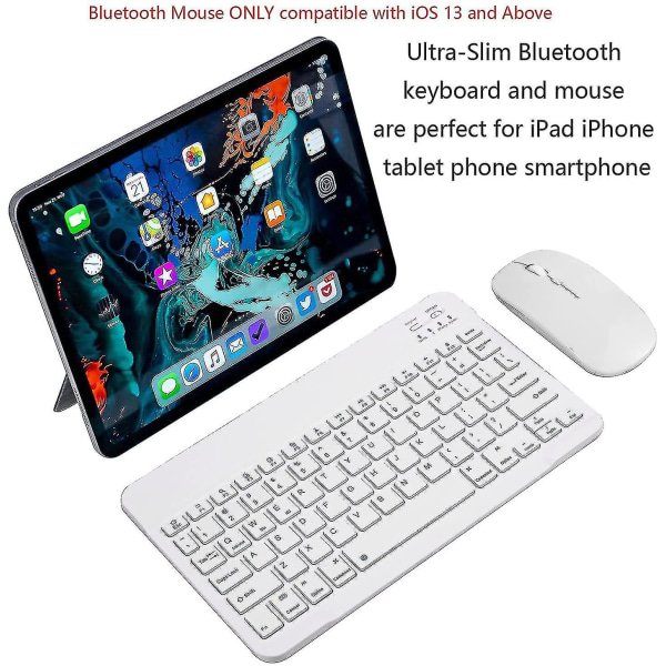 Erittäin ohut Bluetooth näppäimistö ja hiiri -yhdistelmä ladattava  kannettava langaton set Apple Ipad Iphone Ios 13:lle ja sitä vanhemmille  Samsung Tablet -laitteille db63 | Fyndiq