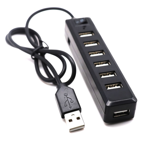 USB-hub 7-porters utvidelsesadapter USB 2.0 Hub Multi USB Splitter white