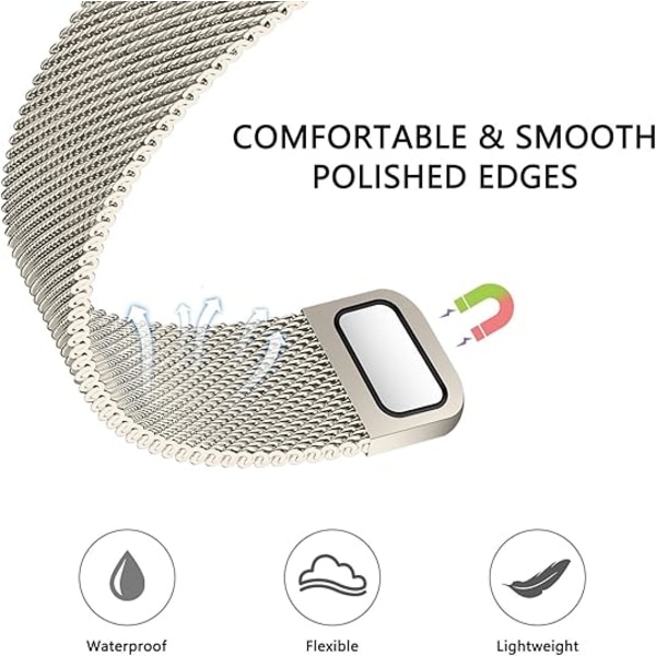 Rem för Apple Watch 41mm 40mm 38mm Dubbel Magnetisk Justerbar Ersättningsrem för iWatch Serie 9 8 SE 7 6 5 4 3 2 1 Starlight