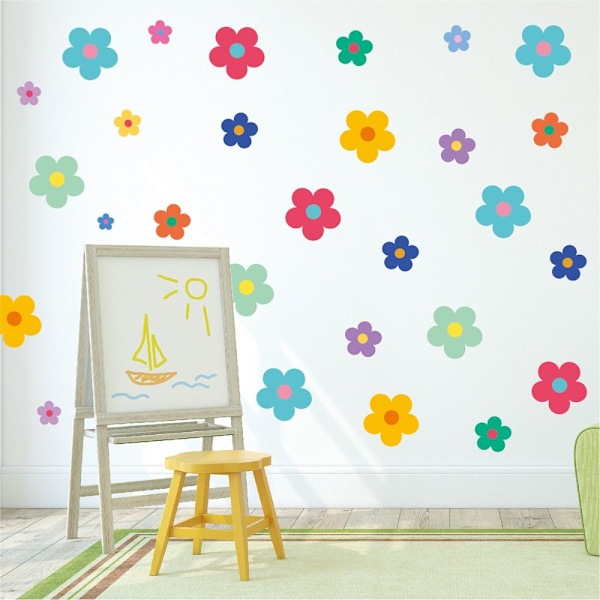 8 Sheets Flowers Wall Decal Peel and Stick Colorful Stickers