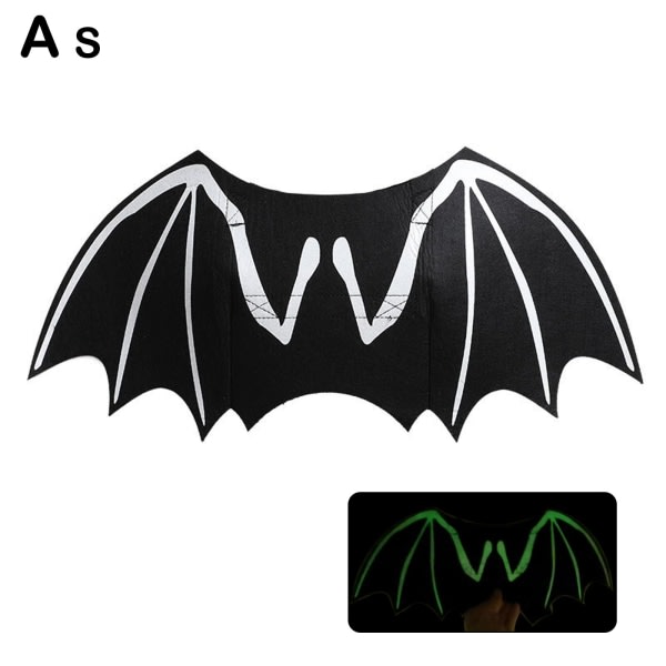 Halloween Creative Dog Cat Luminous Bat Wings Kläder J luminousA S