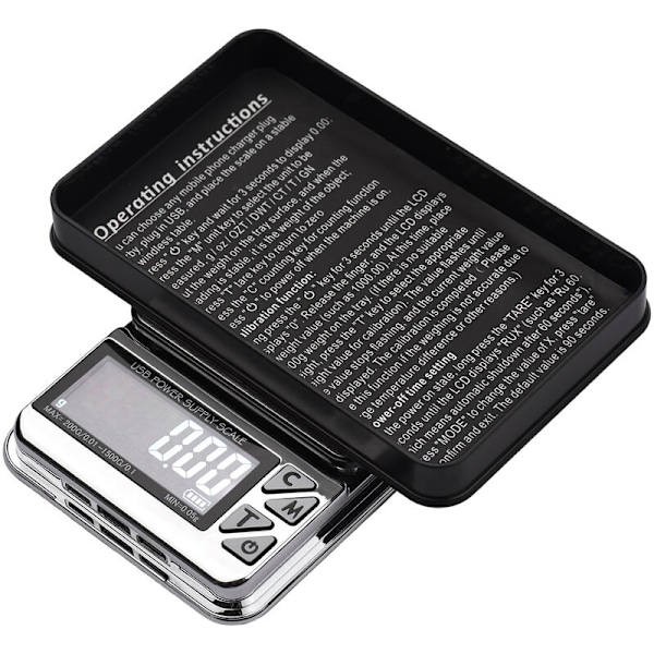 Elektronisk Vågskala USB-Laddning Hög Precision Elektronisk Vågskala Smyckesvågskala (1000/0.01g)