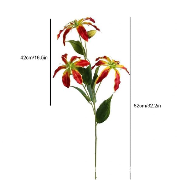 (Sunset Red) 3 st Flame Lily Simuleringsblomma Erythrina Bröllopssal Bröllopsblomsterarrangemang (Lagerpackning och böjning före leverans)