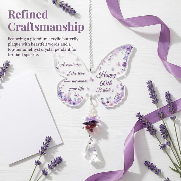 Sommerfugl Krystal Solfanger Fødselsdagsgave til Kvinder, Milepælsalder Gave 80th